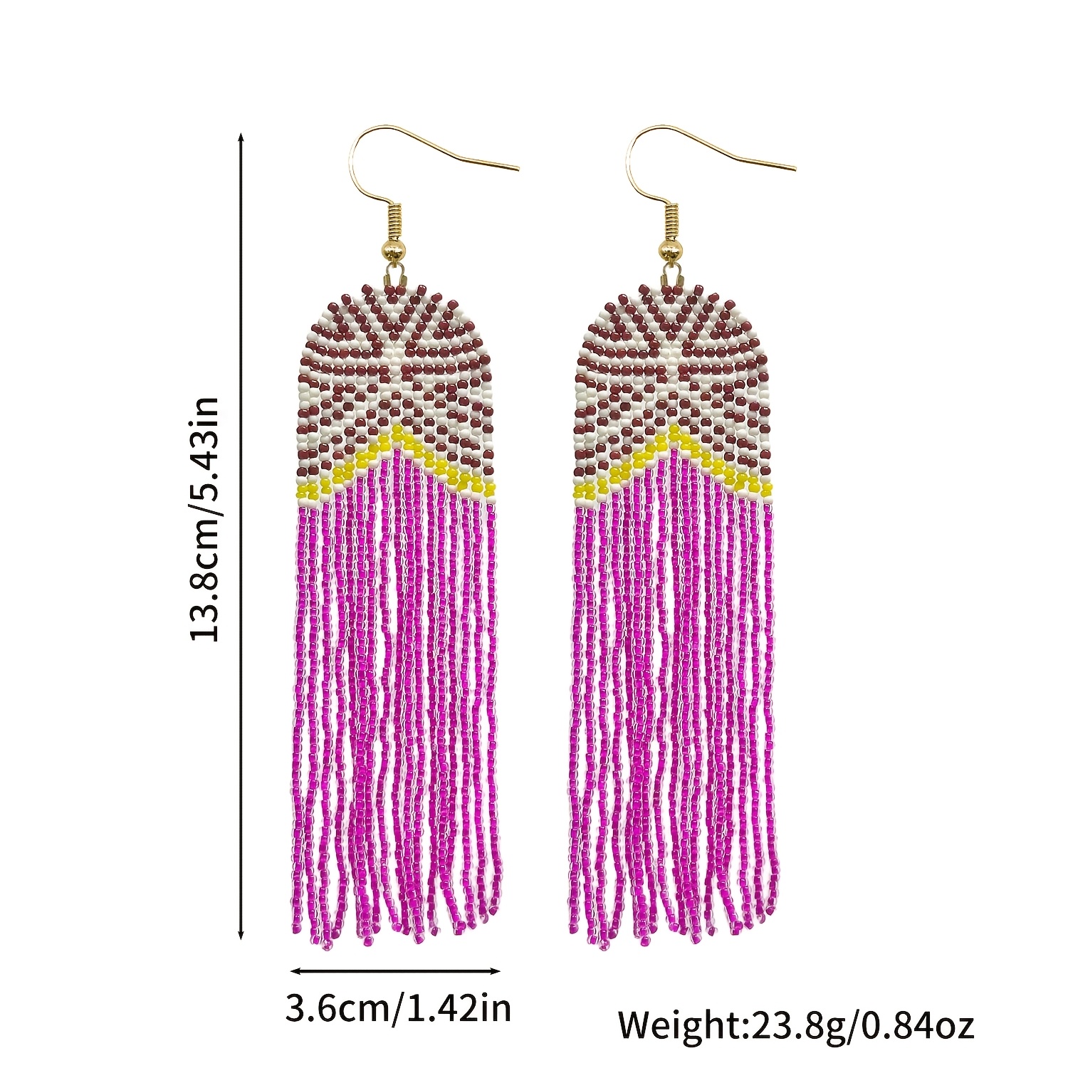Women's Colorful Gradient Handmade Long Tassel Earrings